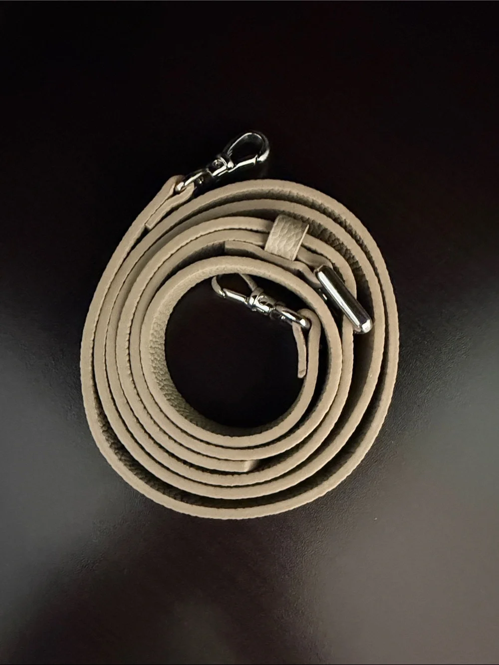 Bandolier Pebble-Grain Beige Crossbody Phone Case Trio with Strap